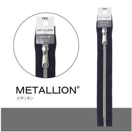 YKK Metallic Zipper, Silver, 7.9 inches (20 cm), #580, Black, 2.0 inches (5 CMS-20BL