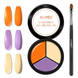 AIJIMEI 3in1 Solid Nail Polish Nail Polish CreamSolid Cream Gel Polish Nail Painting Gel Soak Off Gel for Home Salon Gel Polish Solid Gel Nail Polish 0.5oz/15ml. Polish Solid Glue (A02)