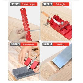 Honing System for Chisels and Planes, Aluminum Alloy Chisel Sharpening Jig with 15-45 Degree Angle Fixture, Gauge & Sharpening Holder, Chisel Sharpening Kit for Woodworking