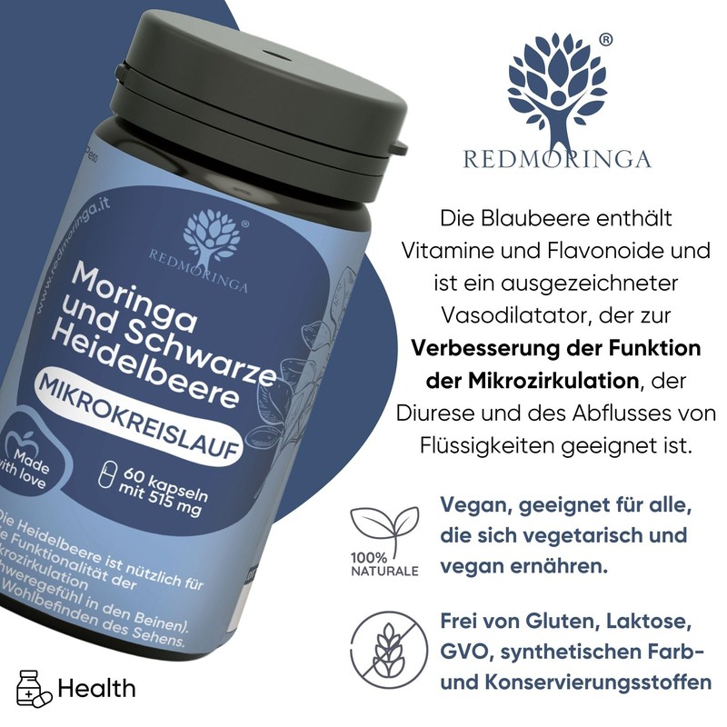 Blueberry Extract & Moringa Capsules for Leg Circulation - High