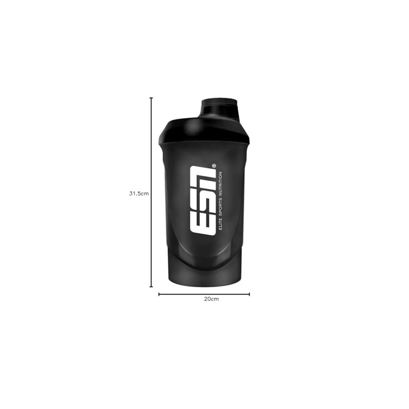 ESN Shaker, Black, 600 ml, Leak-Proof, Shaker with Measuring Scale