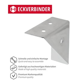 Gedotec Corner Connectors Made of Steel, Pack of 4, NOOK 50 x 50 mm, Solid Steel, Bed Connector for Screwing Connecting Angle, Steel Angle, Quick Connection of Different Materials