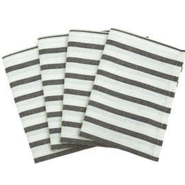 ROYALE Kitchen Towel 4 Pack - 100% Cotton Kitchen Dish Towel - Tea Towels - Reusable Cleaning Cloths - Highly Absorbent Bar Towel - Large Dish Towels - Wiping Cloth - (15x25 Inch, Black Stripe)