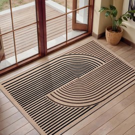 Tangsoo Rainbow Easy Jute Rug 2x3 Washable Rug,Small Area Rug for Entryway,Non-Slip Dark Brown Indoor Outdoor Door Mat Modern Farmhouse Carpet for Entrance Kitchen Bedroom Front Porch