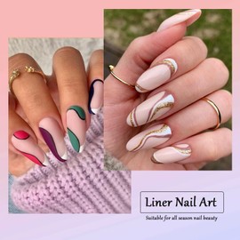 Vnicesli Black White Gel Nail Polish Nail Art Gel Liner Set, Gel Art Paint for Swirl Nails Built Thin Nail Art Brush in Gel Pens Soak Off Spider Paint Gel French Manicure Nail Polish for Home Salon