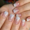 Glitter White French Tip Press on Nails 24pcs Short Square