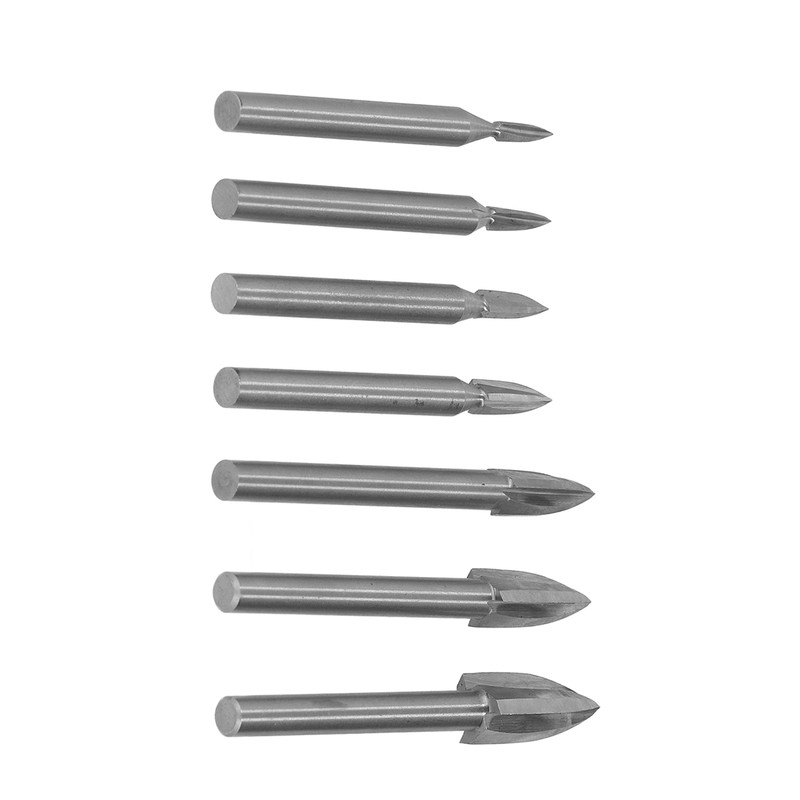 7Pcs Engraving Drill Bit 6mm Shank High Speed Steel Carving