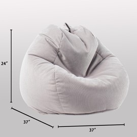 LPMOERA Bean Bag Chairs for Kids/Teens with Memory Foam Filling BeanBag with Handle Ultra Soft BeanBag Chair for Living Room Bedroom College Dorm Reading Chair Light Grey