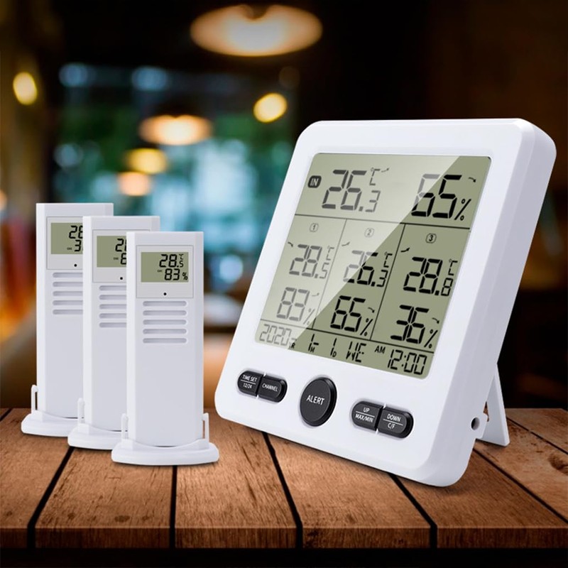 Indoor Thermometer Digital with Wireless Weather Station Capability Time Display