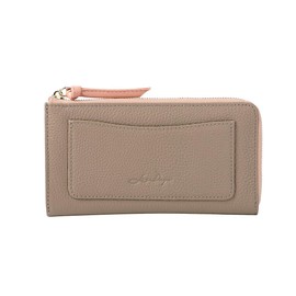 Liz Days Women's Long Wallet, Small, Short, Genuine Leather, Cowhide Leather, Ultra Small, Thin, Slim, Lightweight, Compact, grey beige/pink beige