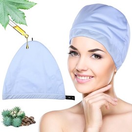 Tuiskusa- Compresa de aceite de ricino para la cabeza, gorro orgánico reutilizable para mujer para cabello fino, kit de compresas de aceite de ricino 