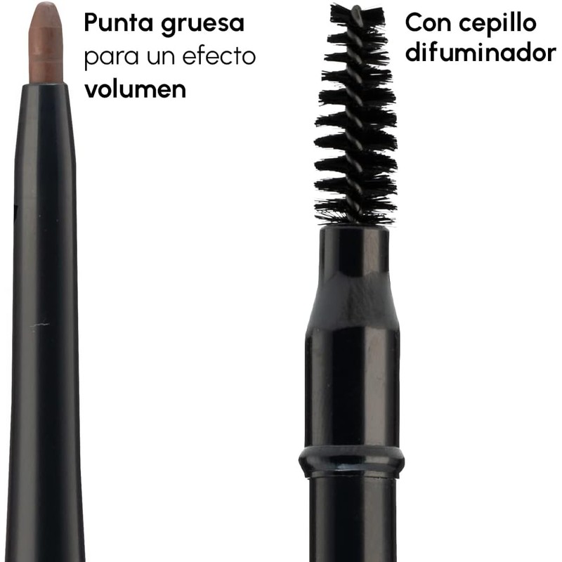 Renova Delineador Retráctil Cejas Abundantes Con Cepillo Castaño Oscuro 1g