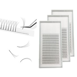 3 D False Eyelashes (Premade Fans), 3 Boxes, 3D Eyelash Extensions, C/D Curl, 0.07/0.04 inches (0.07/0.10 mm), Length 0.3-0.06 inches (8-15 mm) Matsueku, Ultra Fine, Lightweight, Long Lasting, Natural