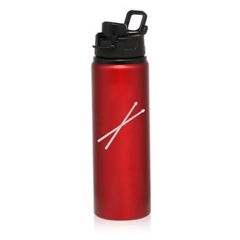 25 oz Water Bottle Sports Travel Mug Gift Drum Sticks (Red)