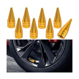 Zpana Spiked Shape Car Tire Valve Stem Cap, 8PCS Aluminum Alloy Dustproof Vehicle Wheel Tyre Valve Stem Cover, Auto Rim Valve Stem Protection Accessories, Universal for SUV Sedan Truck (Gold)