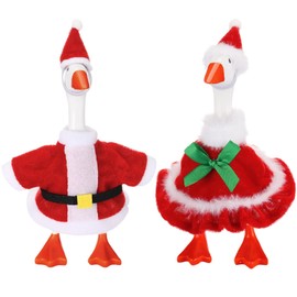 Abbylike 2 Sets 7 Inch Desk Goose Christmas Outfits, Mr. Mrs. Claus