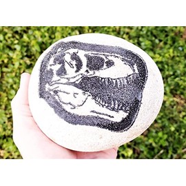 Carved Stone Dinosaur Fossil - Great for Teaching Science and Dinosaurs or as a Conversation Starter Shelf Decor (T-Rex Skull, 4 in)