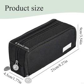 Male and Female Pencil Case, Large Capacity Pencil Case with 3 Compartments, Multi-Functional Portable Pencil Case, Suitable for Children, Women, Men, Teenagers, and Students, Black