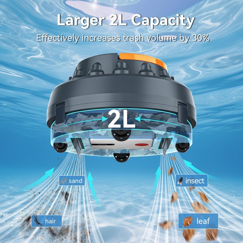 X2 Cordless Pool Cleaner Robot, Robotic Pool Vacuum for Above/In