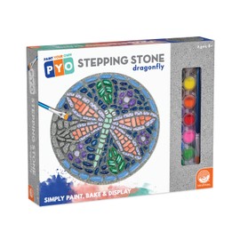 MindWare Paint Your Own Stepping Stone: Dragonfly – DIY Stepping Stone Kit for Kids Ages 8 and Up - Includes 12 Paint Colors, 1 Paint Brush & Painting Guidebook
