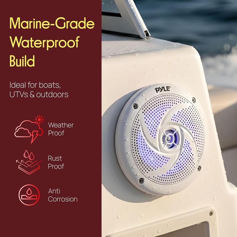 Pyle Marine Speakers - 5.25 Inch 2 Way Waterproof and
