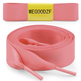 WEGOODZF Flat Satin Ribbon Shoelaces: 2cm Wide 31 inch Watermelon Red Silk Shoe Laces for Women -2 Pair