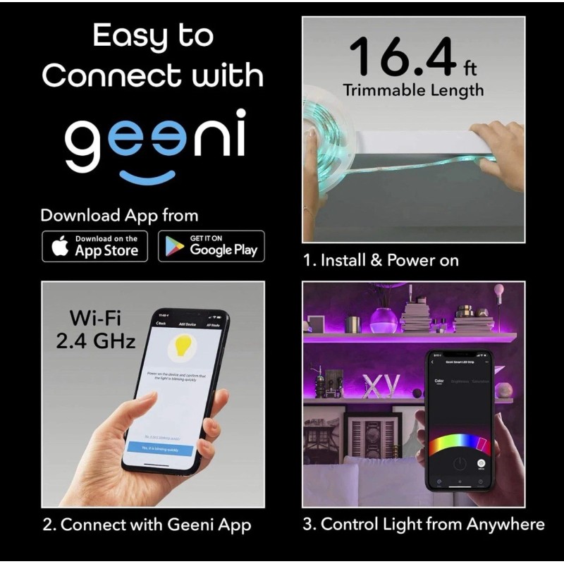 Geeni Prisma Strip 16 - Smart LED Light Kit, RGB,