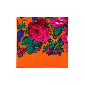 MJ SERECA Acrylic Bandana Printed Hair Scarf Square Ukrainian Head Scarf Floral Babushka Neck Scarf for Women 30"/42"/60" (1 Pack-C 60")