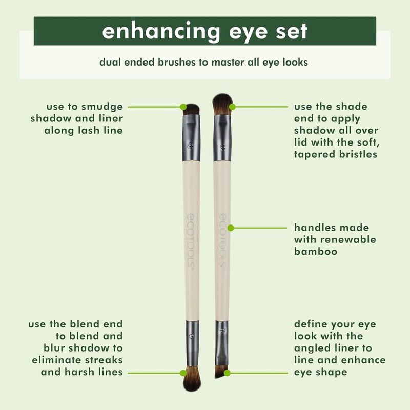 EcoTools Eye Enhancing Duo, Set de 2 Brochas para sombras