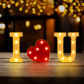GPUSFAK I Love U Marquee Light Up Letters - LED Letter Number Light Sign Decoration for Birthday Home Table Decor White