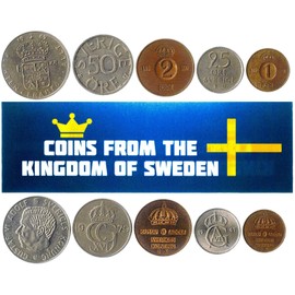 Sweden 5 Mixed Coins | 1 Ore to 1 Krona | Swedish Currency Since 1950