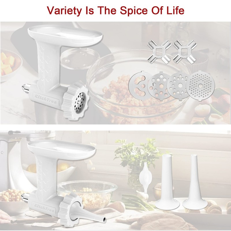 KITCHTREE Meat Grinder Attachment for KitchenAid Stand Mixers Includes Food