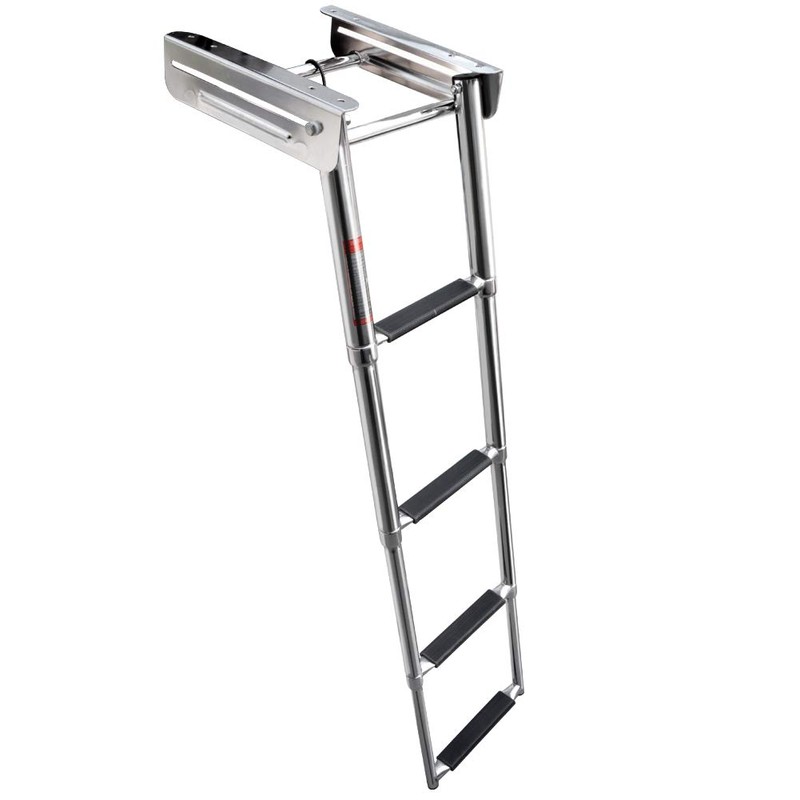 Stainless Steel Telescopic 4 Step Pontoon Boat Ladder, Extendable Dive