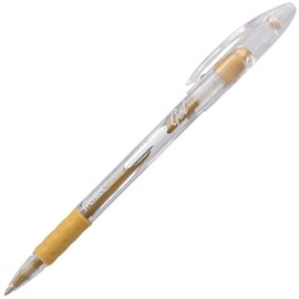 Pentel Sunburst Metallic Gel Pen, Medium Tip, Gold/Transparent Barrel, Gold Ink, Box of 12 (K908-X)