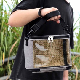 Emoi Small Animal Carrying Bag, Chinchilla, Hamster, Hedgehog, Transparent Window, Portable, Cute, Plain, Bird, Carrying Cage, Breathable, Mesh, Walk Cage, Outings, Travel, Hospital, Moving, Disaster