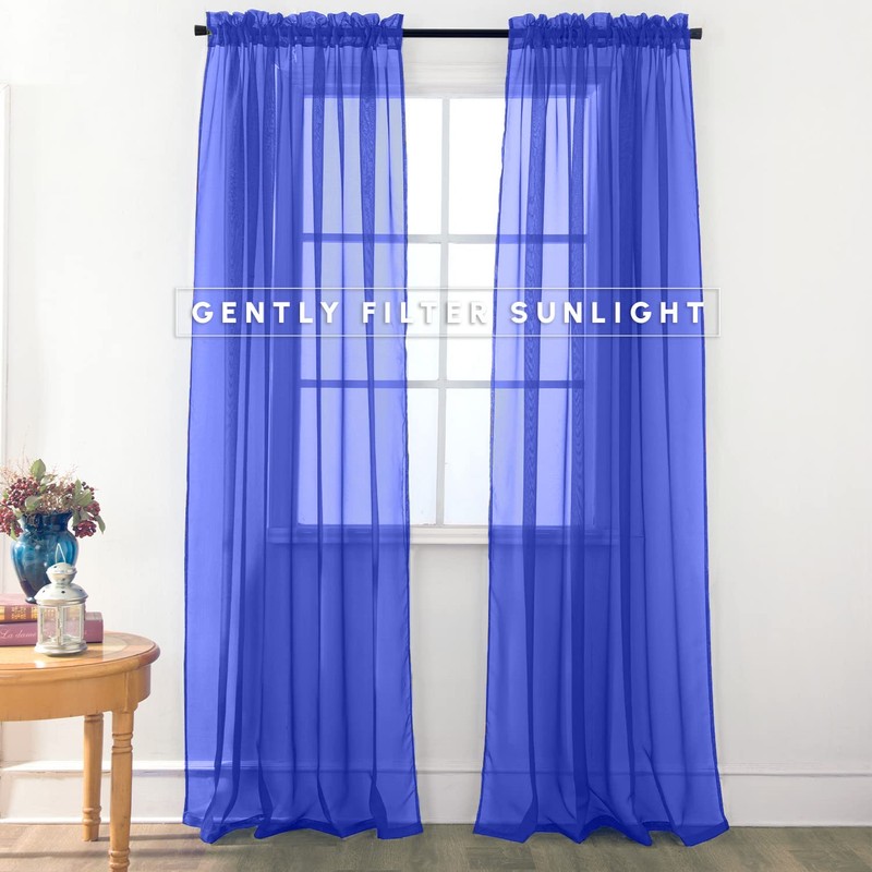 Elegant Comfort 2-Piece Sheer Panel with 2inch Rod Pocket -