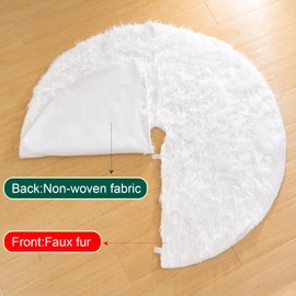 White Christmas Tree Skirt Faux Fur Xmas Tree Skirts 47.5 Inch Christmas Tree Plush Skirt Decoration for Christmas Tree Decoration and Home Party Ornaments