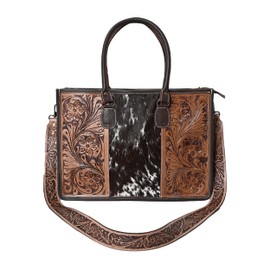 Merbaa Women's Leather Tote bag - Leather Work Bags with Multi-Pockets Designer Hobo Satchel - Western Purse Multi Pockets Handbags - Handbag for Travel, Work, Party