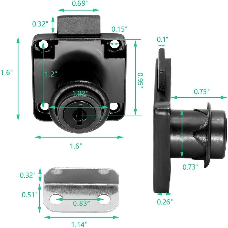 Jiozermi 4 Packs Drawer Lock with Keys, Desktop Lock with