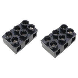 KKUANG 2PCS Double Row 3-Position Terminal Block, 500V 60A, Black, Screw Connector, Plastic Material, Ground Circuit Terminal Blocks