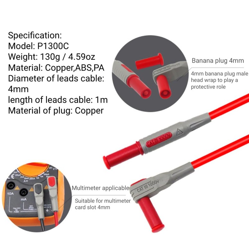 P1300C Kit de cables de prueba de multímetro Pluma de