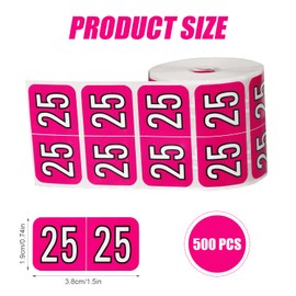 500pcs 2025 Stickers, File Folder Year Labels 2025 Year Stickers 3/4x1-1/2 Inch 25 Year Labels Colored Year Stickers Year Labels 2025 for Tab File Folders Office Supplies(Rose Red)
