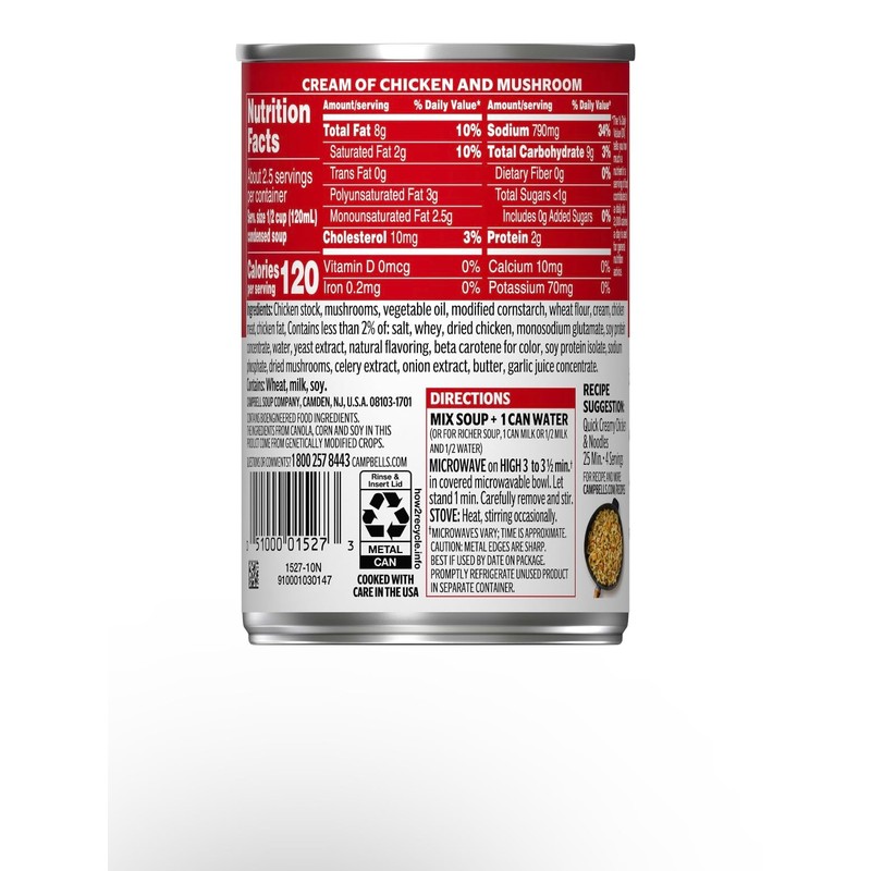 Campbell's Condensed Cream Of Chicken & Mushroom Soup 10.75 oz
