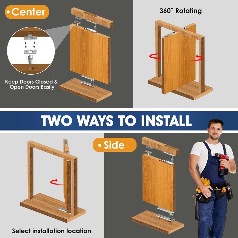 SKMYL Door Pivot Hinges,Invisible Hinge System with Ball Catch Hardware