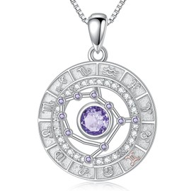 TOUPOP Gemini Necklaces for Women White Gold S925 Sterling Silver Zodiac Constellation Pendant Necklace with Alexandrite June Birthstone Gemini Zodiac Sign Birthday Jewelry for Sister Daughter