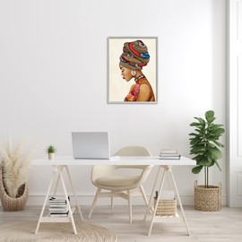 Stupell Industries Woman Wearing Traditional African Fashion Headwrap, Designed by Gina Ritter Gray Framed Wall Art, Multi-Color