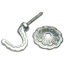 Merriway® BH01639 (2 Pcs) Rosette Curtain Drapery Hold Back Tie Back Hooks with Back Plate, 35mm (1.3/8 inch) Satin Chrome Plated - Pack of 2 Pieces