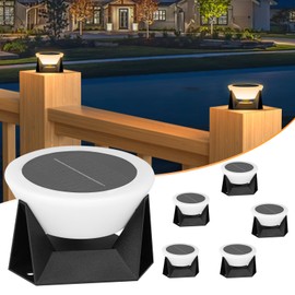 PAKEDANDUN Solar Post Lights 6 Pack, 4.7" Modern LED Solar Fence Post Lights Outdoor Dusk to Dawn IP54 Waterproof Lantern Lamp 3000K Luxury Lighting for 4x4, 5x5 or 6x6 Vinyl Wooden Posts