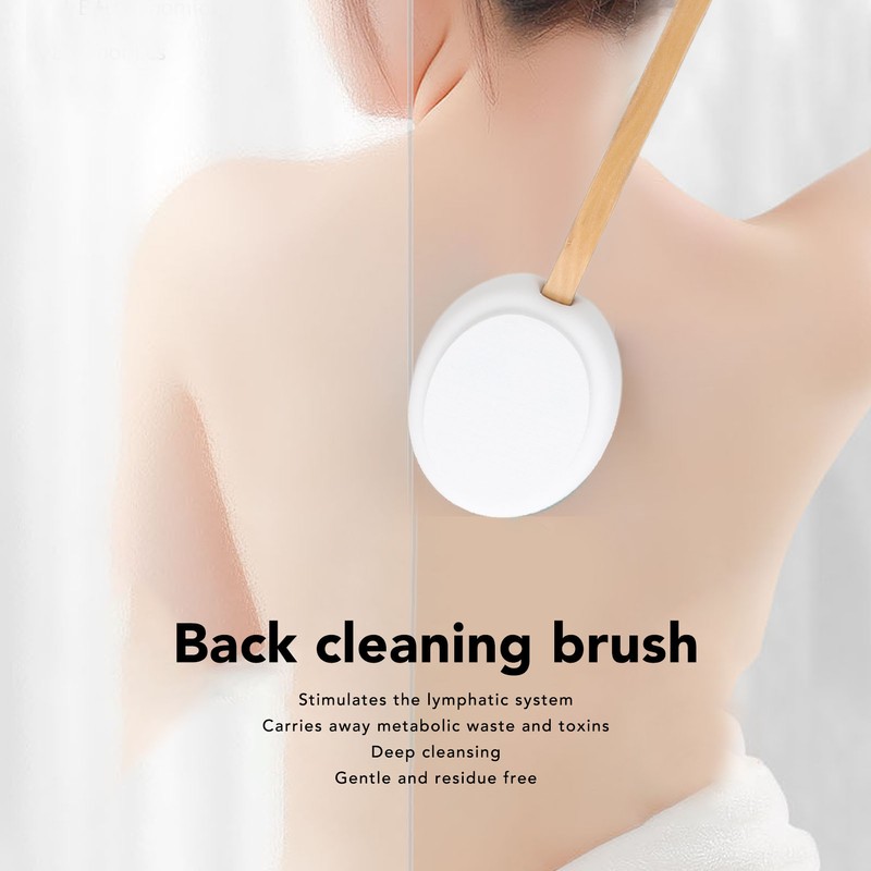 Lotion Applicator EVA Wooden Handle 4 Replaceable Pads Shower Brush