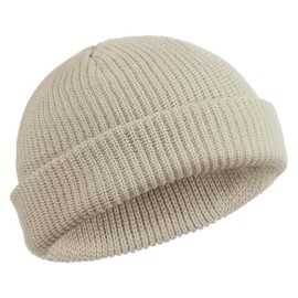 SATINIOR Trawler Beanie Watch Hat Roll-up Edge Skullcap Fisherman Beanie for Men Women Beige